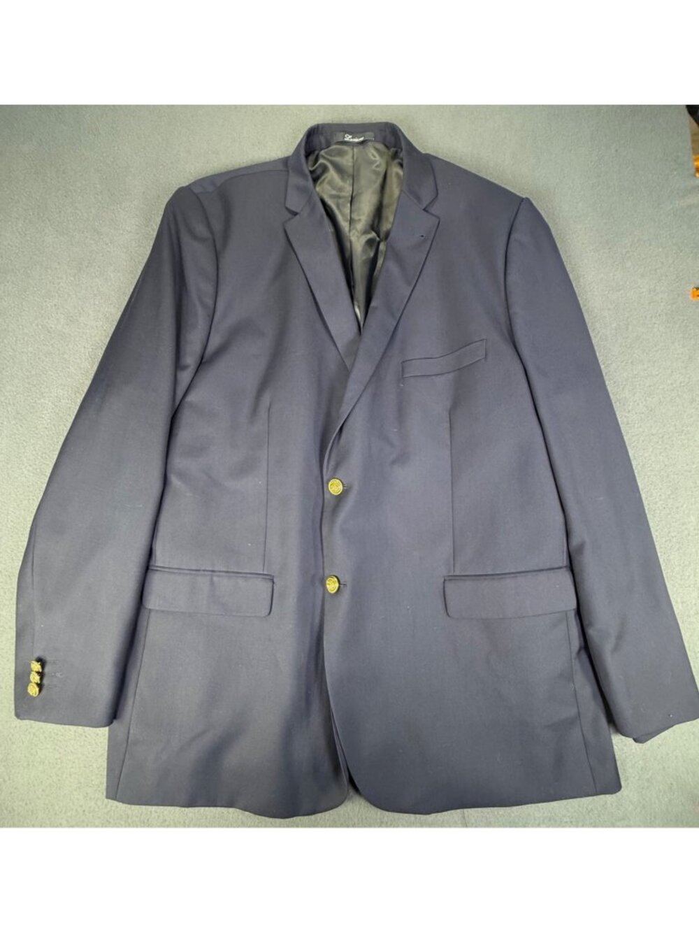 Loriano Mens Sz 58L Blue 2 Button Big Mans Blazer/Sport Coat Gold Button EUC